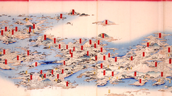 大日本名所一覧(部分) 喜斎立祥(二代広重)画 慶応2年(1866)頃 錦絵五枚続